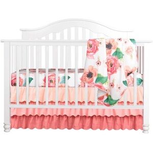 Crib Floral Bedding Set- sheet, skirt, comforter & change pad cover